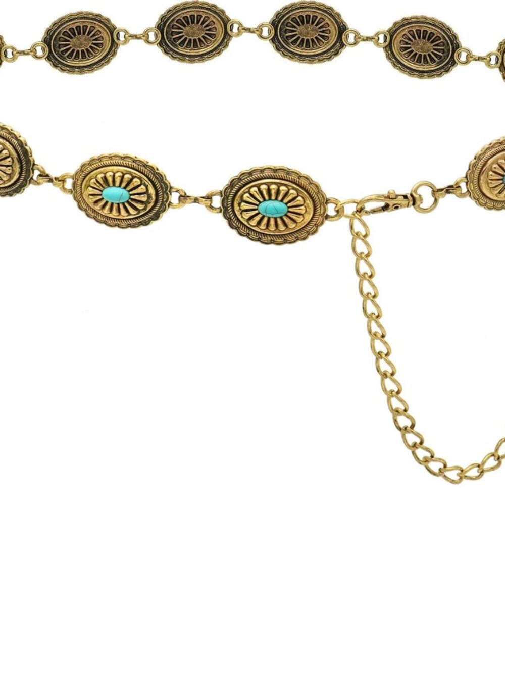 Women's Concho Chain Belt Western Cowgirl Metal Waist Chain